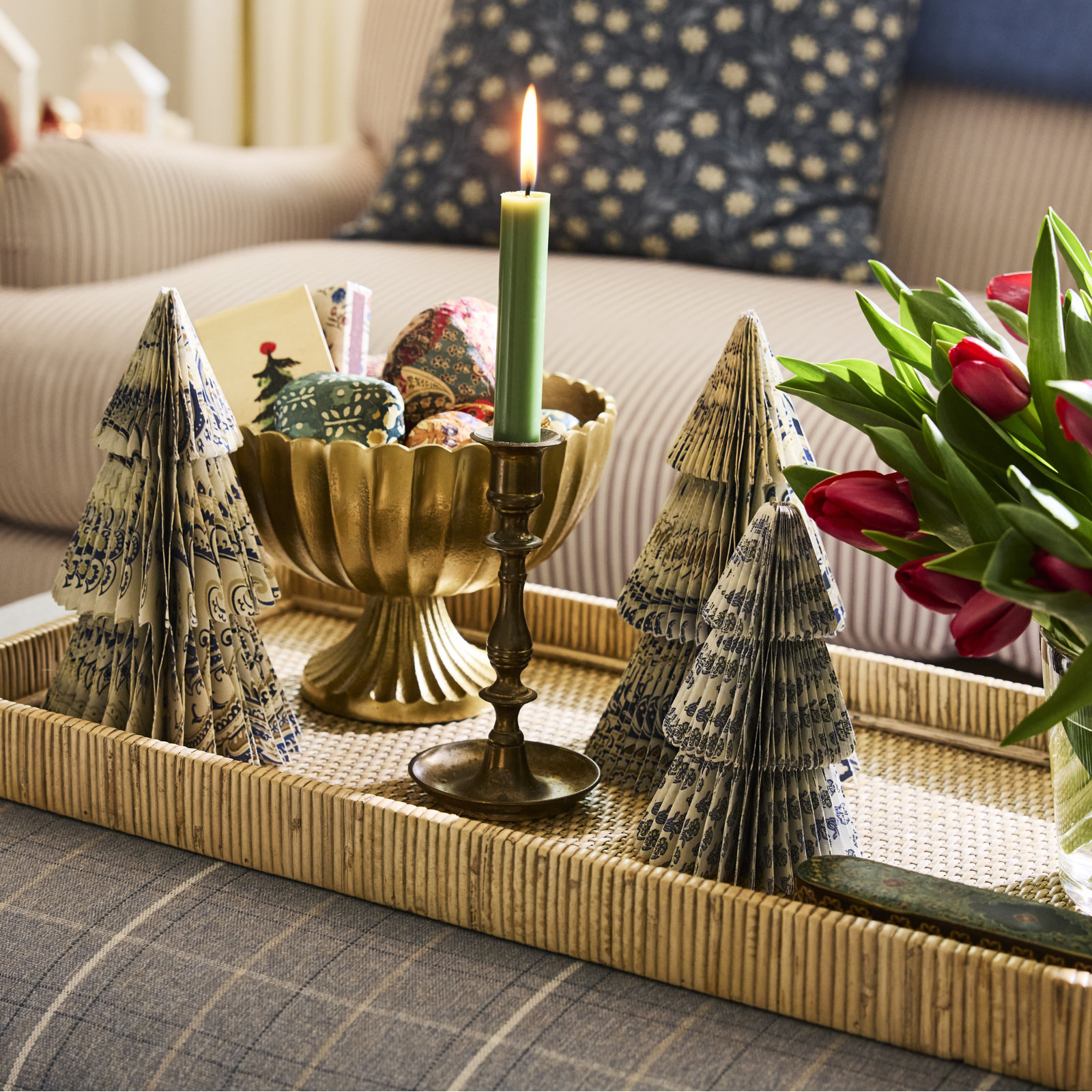 Patterned Paper Honeycomb Tabletop Trees