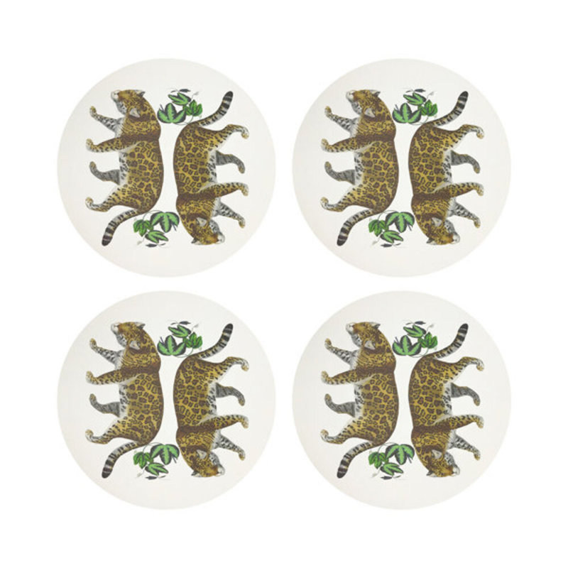 Leopard Seeing Double Pebble 16" Vinyl Placemat, White