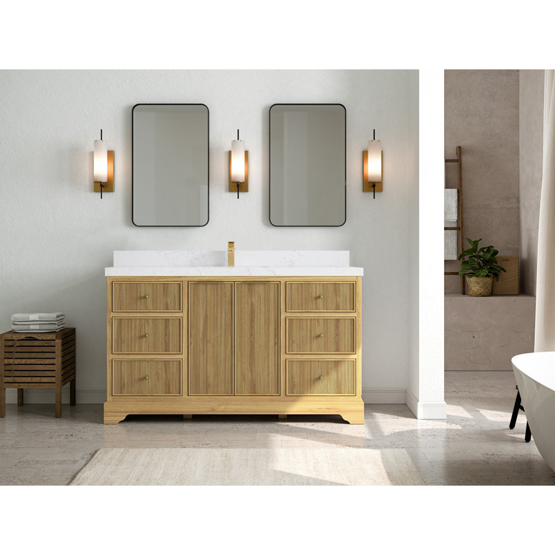 60'' Single Bathroom Vanity with Top, Empira White
