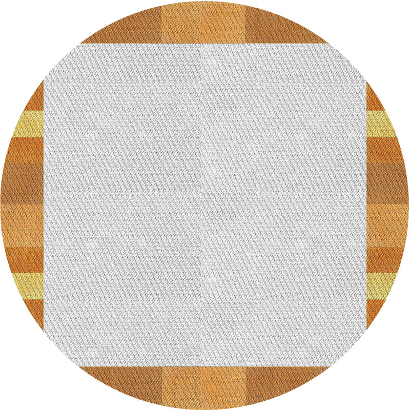 Tapis blanc/brun à motif à motif, Rond 4 pi