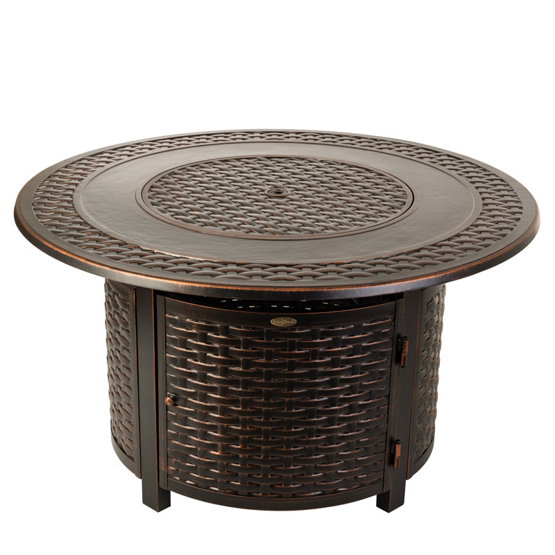 Table de foyer d'extérieur au gaz 55 000 BTU Majors Fire Sense, couvercle en nylon et verre transparent - finition bronze - ronde - 44 po