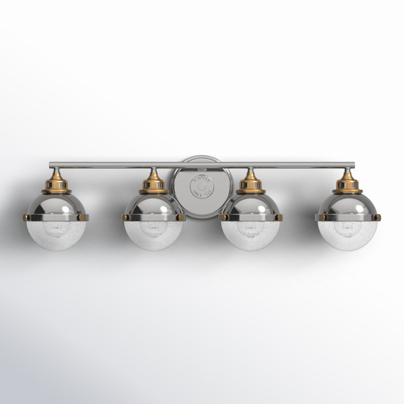 Polished Nickel and Brass 4-Light Vanity Light with Clear Glass