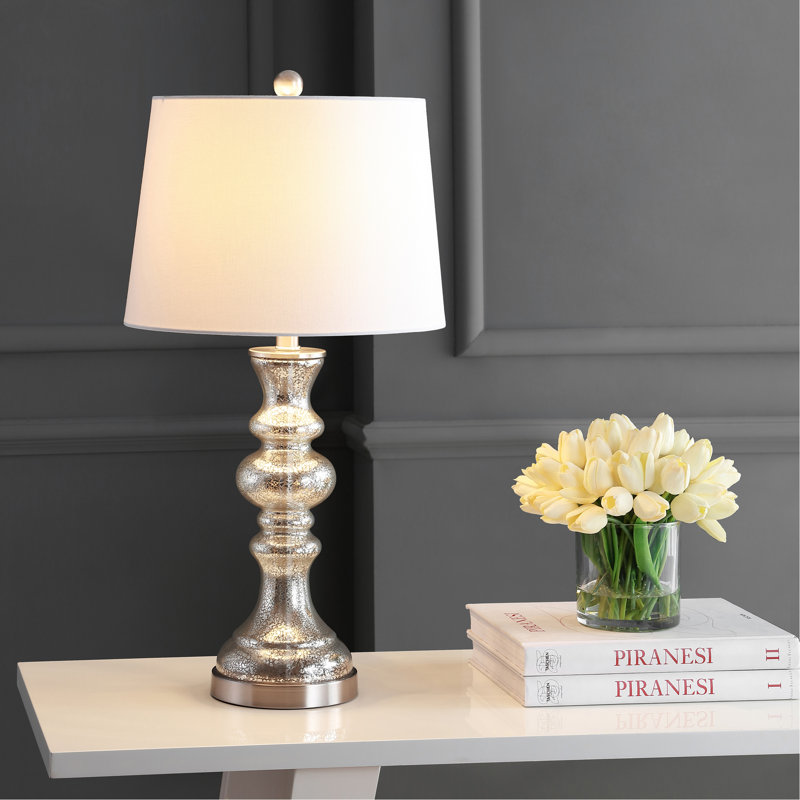 Lemasters Table Lamp, Silver/Ivory