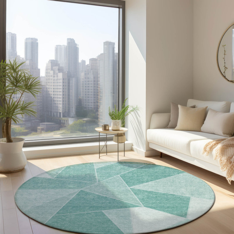 Kinslee Geometric Indoor / Outdoor Rug, Round 8'