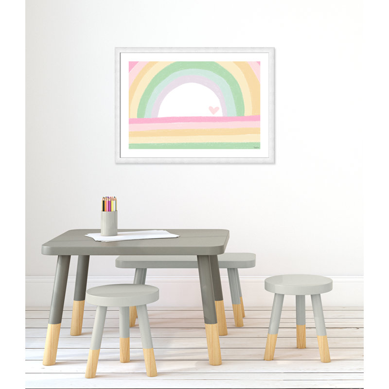 Décoration murale pour enfants, H 26,5 po x l 36,5 po x P 0,63 po, Encadré plat à grain de bois blanc