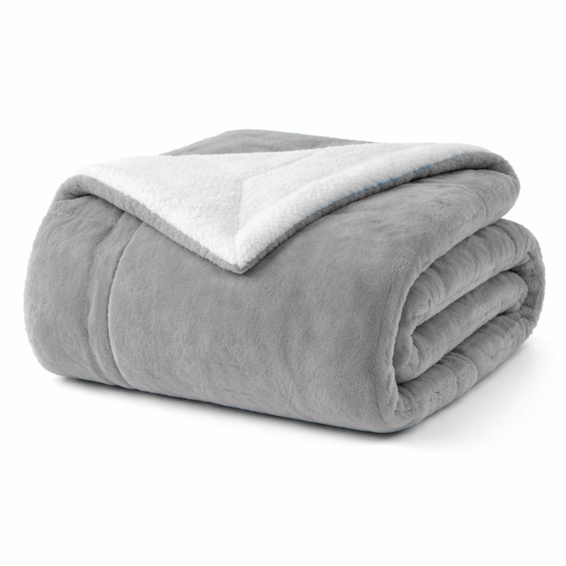 Couverture épaisse réversible en molleton Sherpa, Simple (60 po x 80 po), Argent