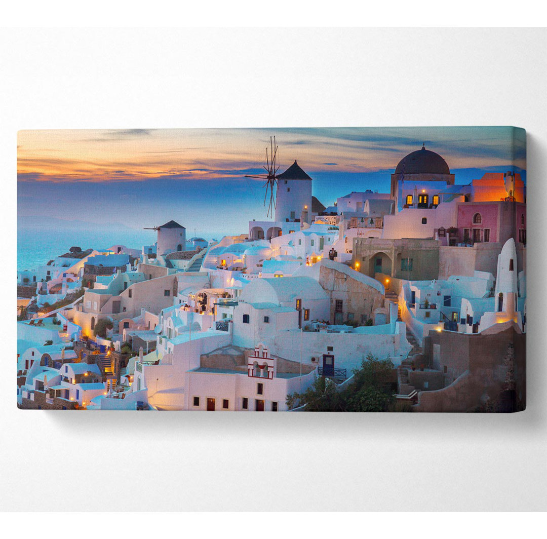 Awel Santorini bei Sonnenuntergang - Kunstdrucke auf Leinwand