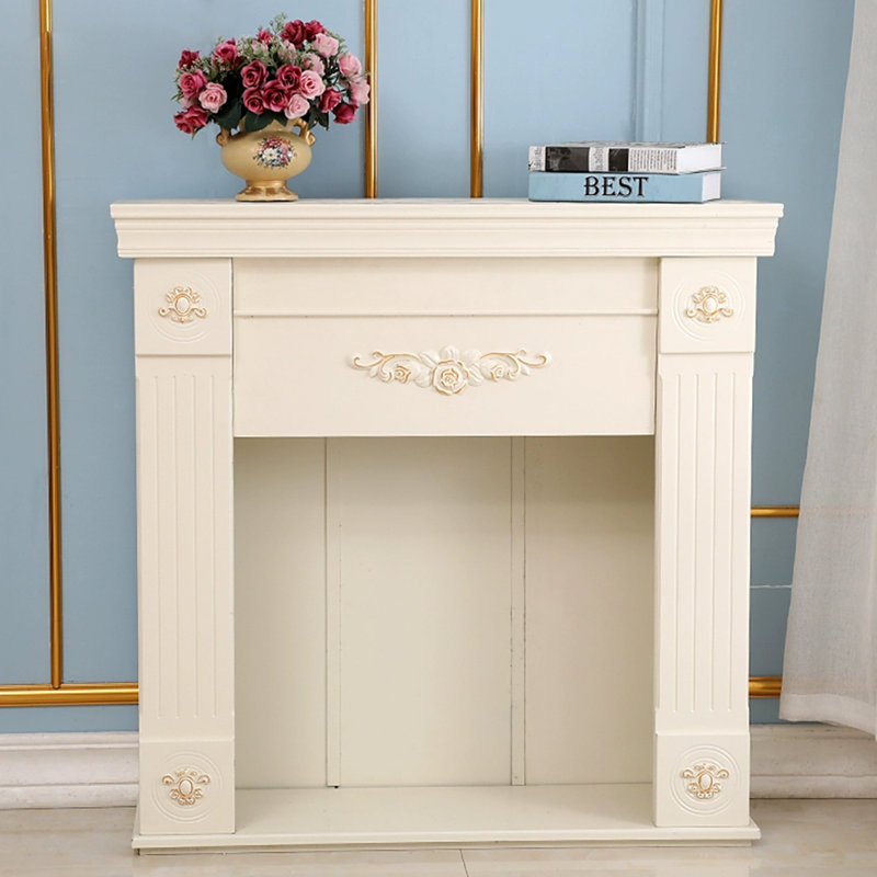 White Manufactured Wood Freestanding Fireplace