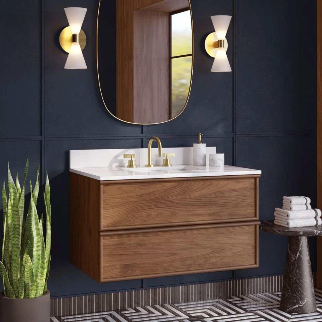 Collins 36" Bathroom Vanity In Natural Walnut