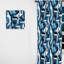 Motif de mosaïque géométrique blanc et bleu - Rideau obscurcissant géométrique abstrait - 1 panneau-107599516