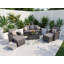 Ensemble de canapé modulaire d'extérieur avec 2 chaises, 2 repose-pieds, 1 table, coussins lavables et résistants aux intempéries-130483299