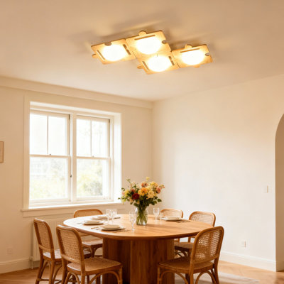LED Wooden Creative Puzzle-Style Flush Mount Light