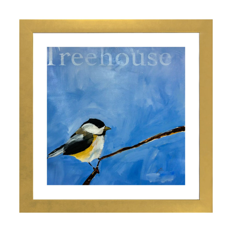 Treehouse by Julian Spencer - Painting, White, Gold Paper, 24" H x 24" W x 1" D