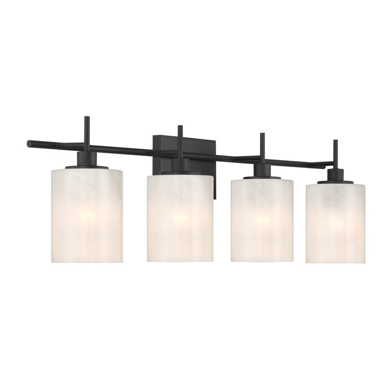Eyanna 4-Light Bathroom Vanity Light in Matte Black, Matte Black