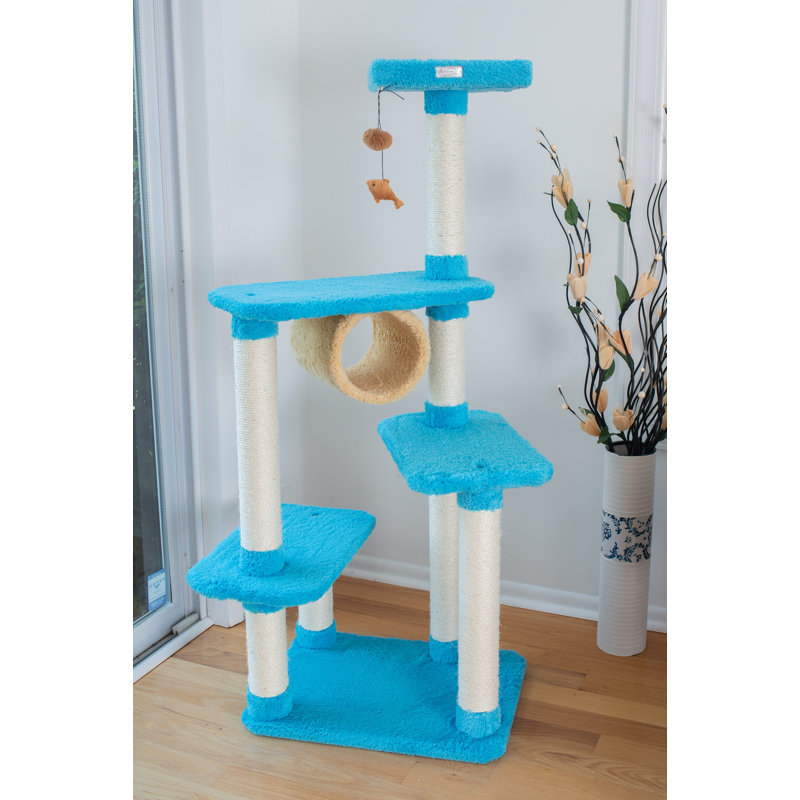 Sky Blue Multi-Level Cat Tree with Sisal Posts
