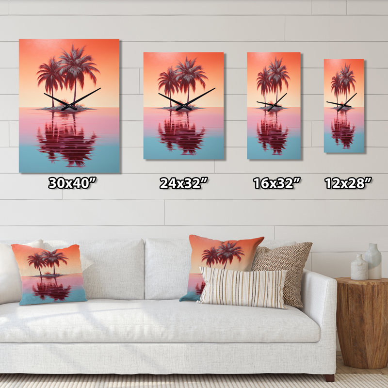 Horloge murale moderne Chanelly - Palm Trees, Grand