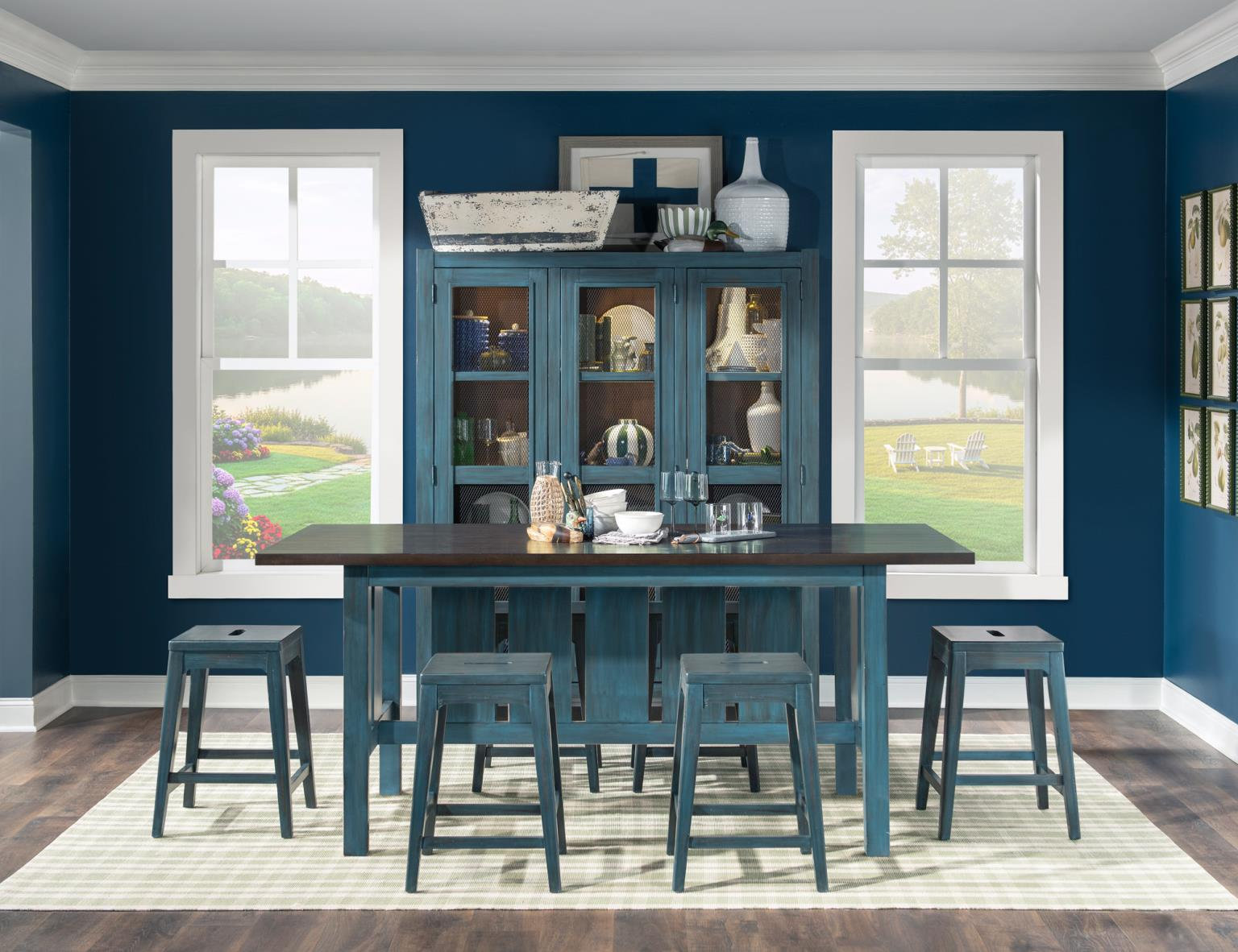 Dining Cabinet, Brown/Blue