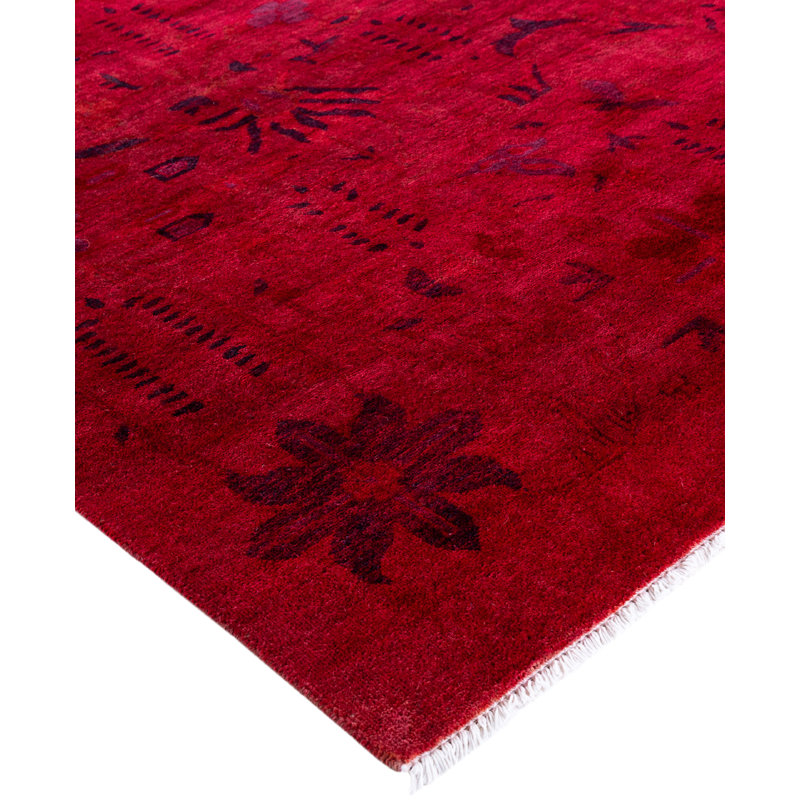 Overdyed Hand-Knotted Wool Modern-Contemporary Red Area Rug 12' 1" x 17' 9"