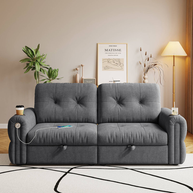 Il s'agit d'un canapé multifonctionnel, d'un canapé-lit convertible de 77 pouces et d'une pièce 2 en 1 convenant à la fois à la position assise et à la position allongée. Fabriqué en tissu Sheneyron