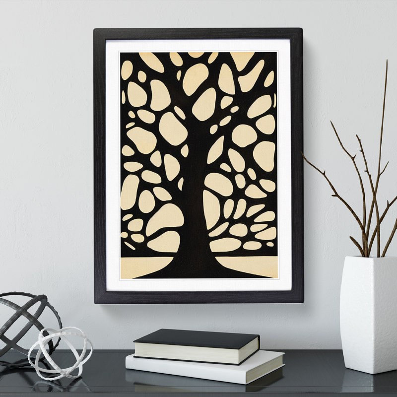 Silhouette Of A Tree No.4 - Single Picture Frame Print, Black Framed, 64cm H x 46cm W x 2cm D