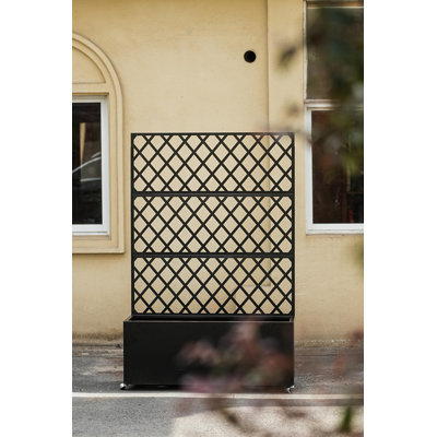 Lit de jardin surélevé en acier galvanisé avec treillis et écran d'intimité - Boîte à fleurs avec roulettes verrouillables et trous de drainage pour vignes de légumes - 89 x 180 cm