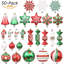 Ensemble de 50 décorations de boules de Noël incassables assorties, babioles, cannes de bonbon, clochettes, flocons de neige, pendentifs, gouttes de fleur, décorations d'arbre de Noël, elf