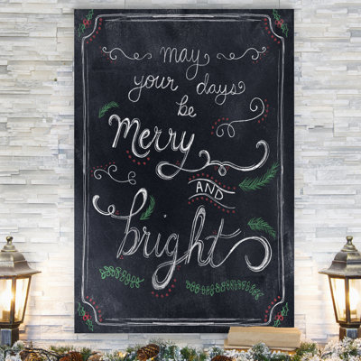 «Merry and Bright Chalk», reproduction d'art textuel sur toile