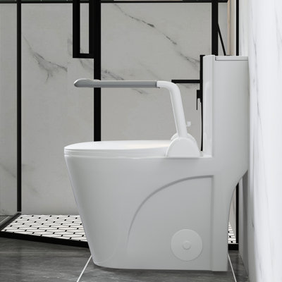 Dual Flush Map 1000G Glossy White Toilet With Upgraded Armrest, 1.1/1.6 Tornado Flush, Siphonic 12", Soft Close Seat, 17" Comfort Chair Seat For Bathroom One Design 1000G,