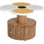 Table d'appoint en trèfle à quatre feuilles, style nordique, avec tiroir coulissant et âme en bois haute densité. Parfait pour les espaces douillets et contemporains.