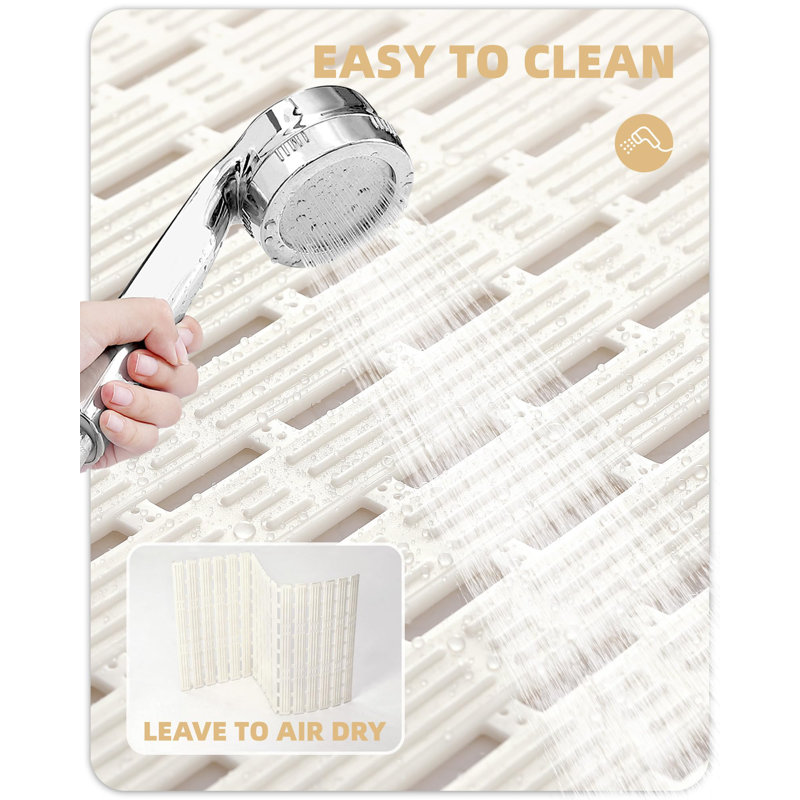 Winon Non-Slip Bath Rug, White, 16''W x 27''L