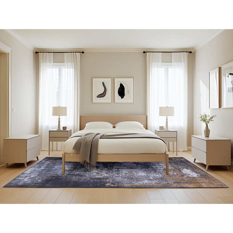 Tapis abstrait gris / brun Brightmont, Rectangle 5 pi x 8 pi
