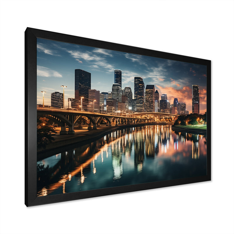 Horizons de Houston II - art mural Houston, Cadre photo noir, H 30 po x l 40 po x P 1,5 po