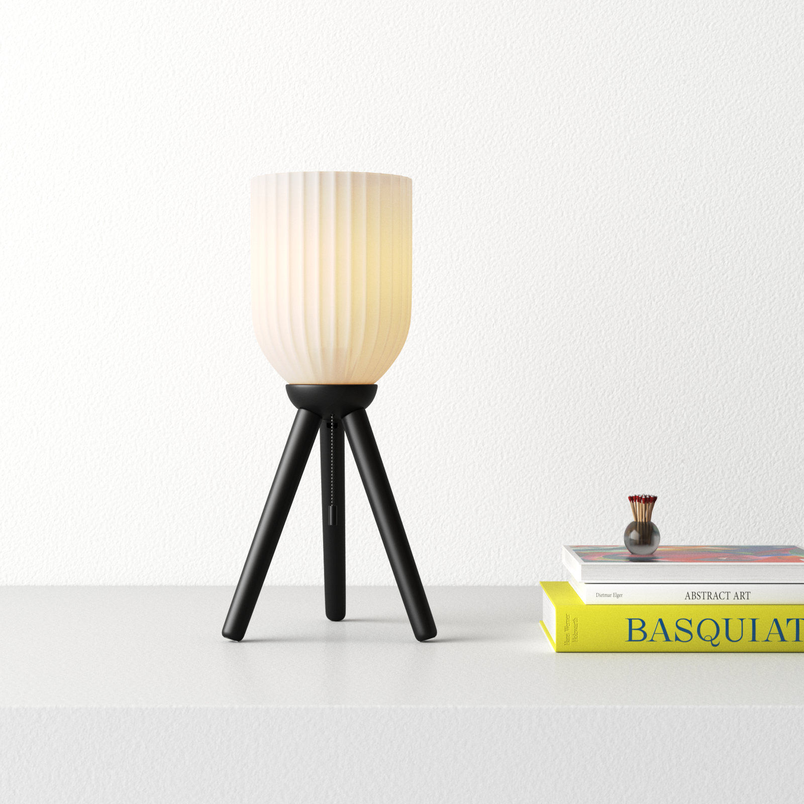 Lapka Solid Wood Tripod Lamp, Black