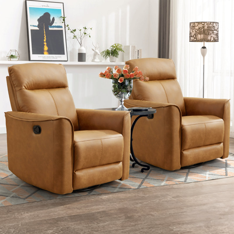 Kayelyn 31.5" Wide Modern Comfortable Swivel and Rocker Manual Recliner Chair (Set of 2)
