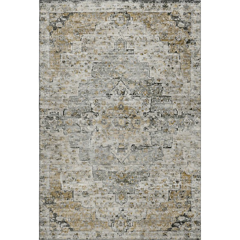 Premium Machine Washable Ashington AMF1832 Global Rug, Rectangle 2'6" x 3'10"
