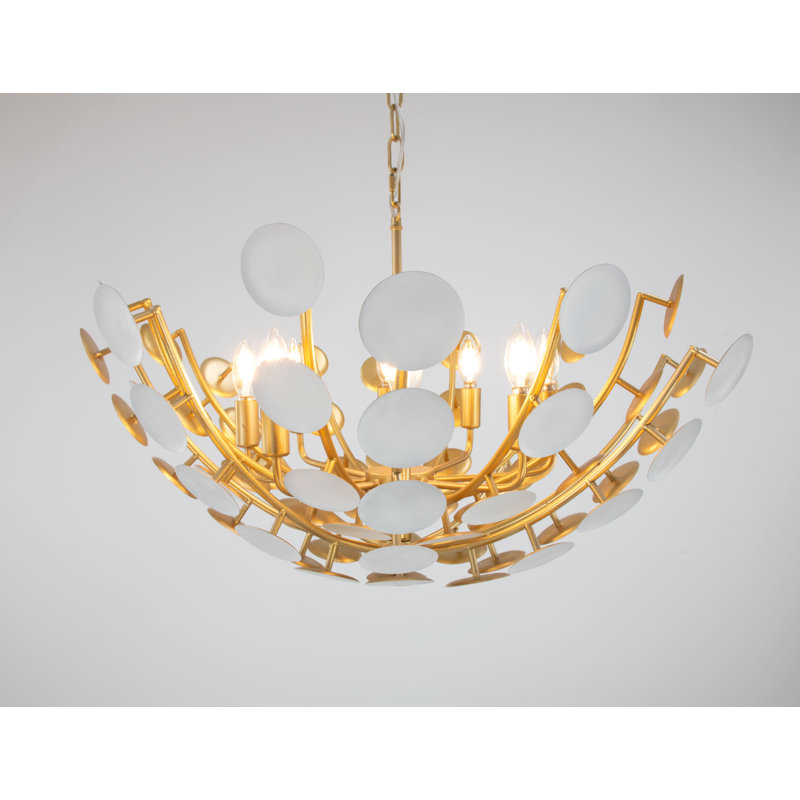 Abbey 8 - Light Chandelier, Soft Gold/White