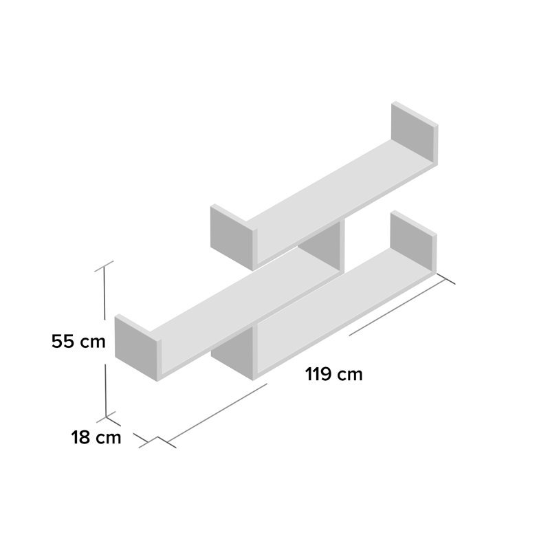 Wallaston 3 Piece Floating Shelf, Brown, Oak, 60cm H x 102.2cm W x 18cm D