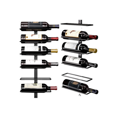Wall Mounted 12 Bottle Black Wine Rack for Bar Kitchen