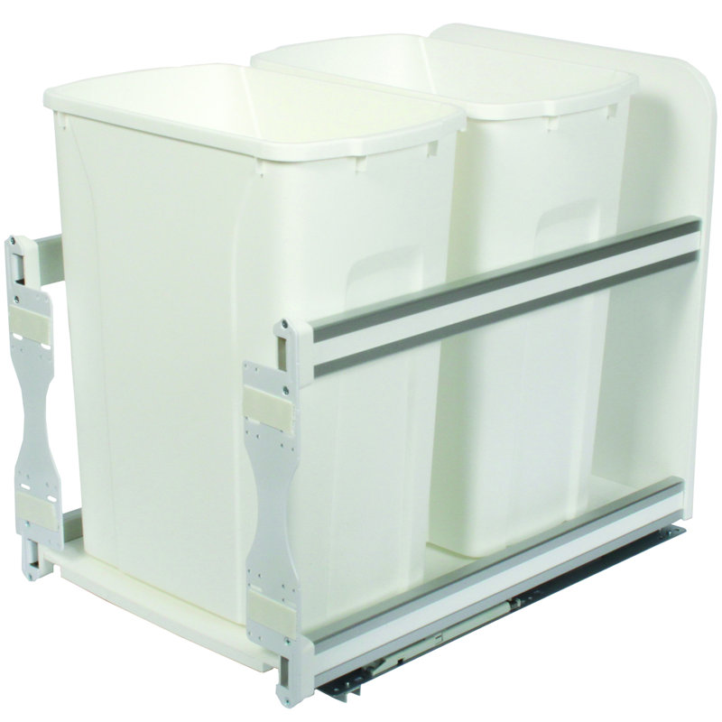 Plastic Open Pull Out Trash Can - 0.75 Gallons, White