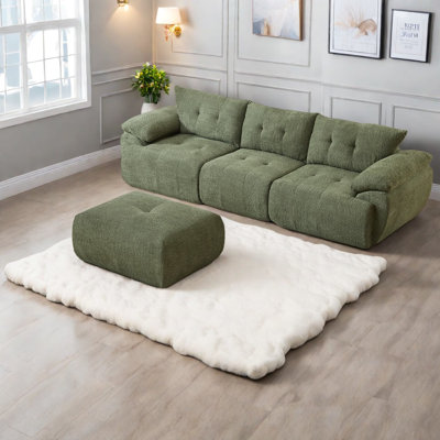 Grand canapé modulaire en chenille à compression de 115 pouces, maison moderne