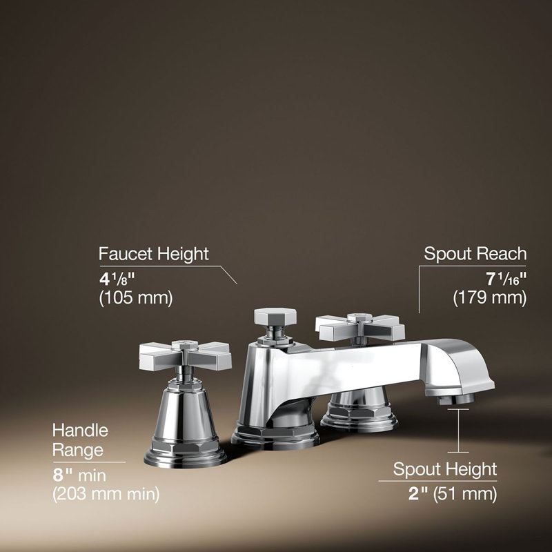 Pinstripe® Pure Deck-Mount Bath Faucet Trim for High-Flow Valve with Cross Handles, Valve Not Included, Polished Chrome
