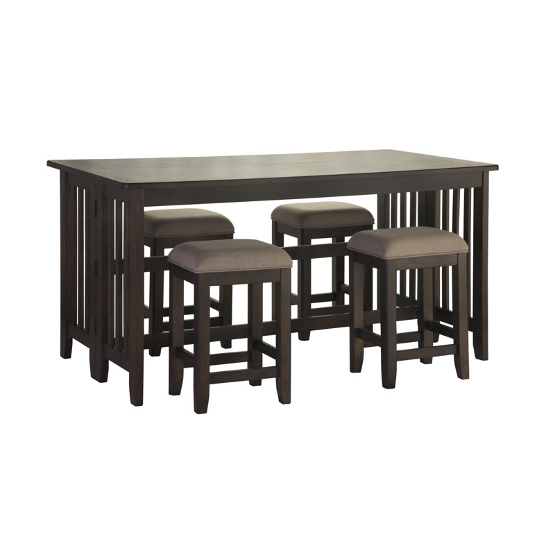 Table à abattants avec tabourets Ed, Gris