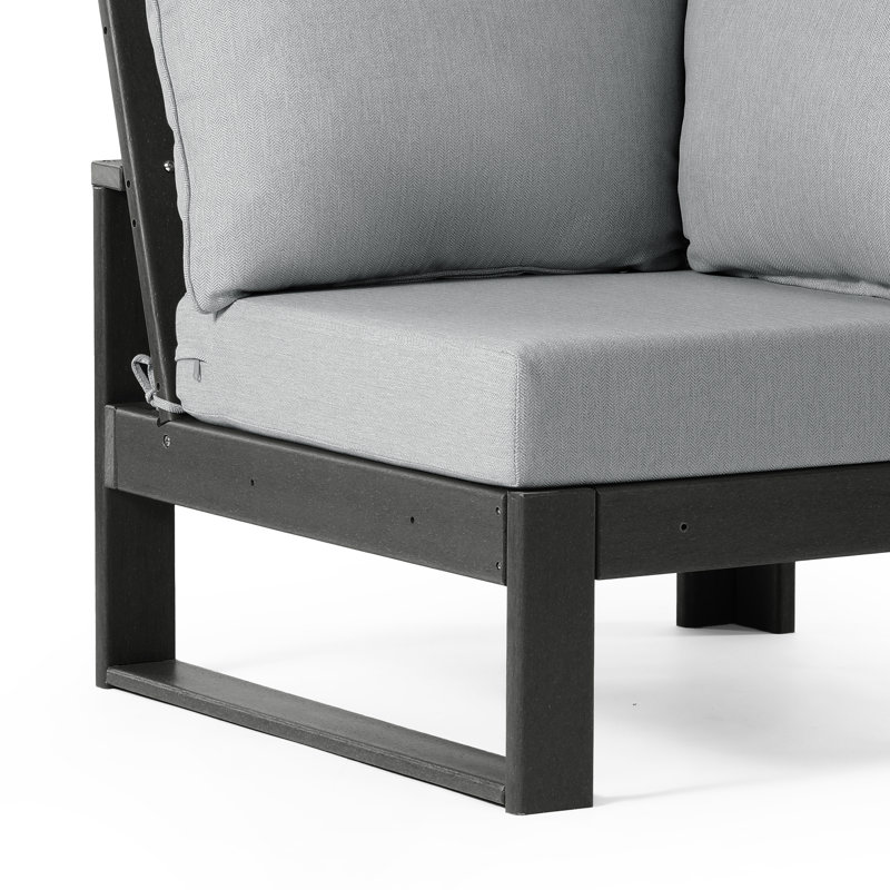 Patio Deep Seating Corner Chair With Frame, Gray, Light Gray