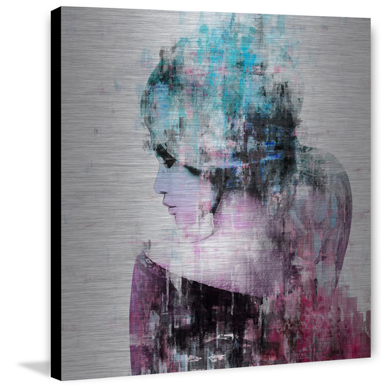 Écharpe bleue - impression sans cadre sur métal, H 12 po x l 12 po x P 1,5 po