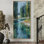 «Pine Trees Fraser River Calming Current», reproduction d'art sur toile, paysage vert