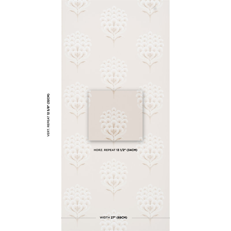 Aurelia Floral Non-Woven Wallpaper Roll, Limestone