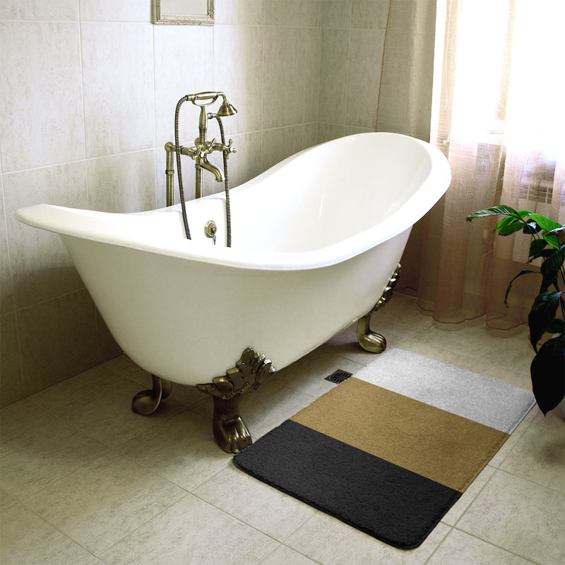 Memory Foam Non-Slip Bath Rug, 21" W x 34" L, Black/Gold, Oklahoma 