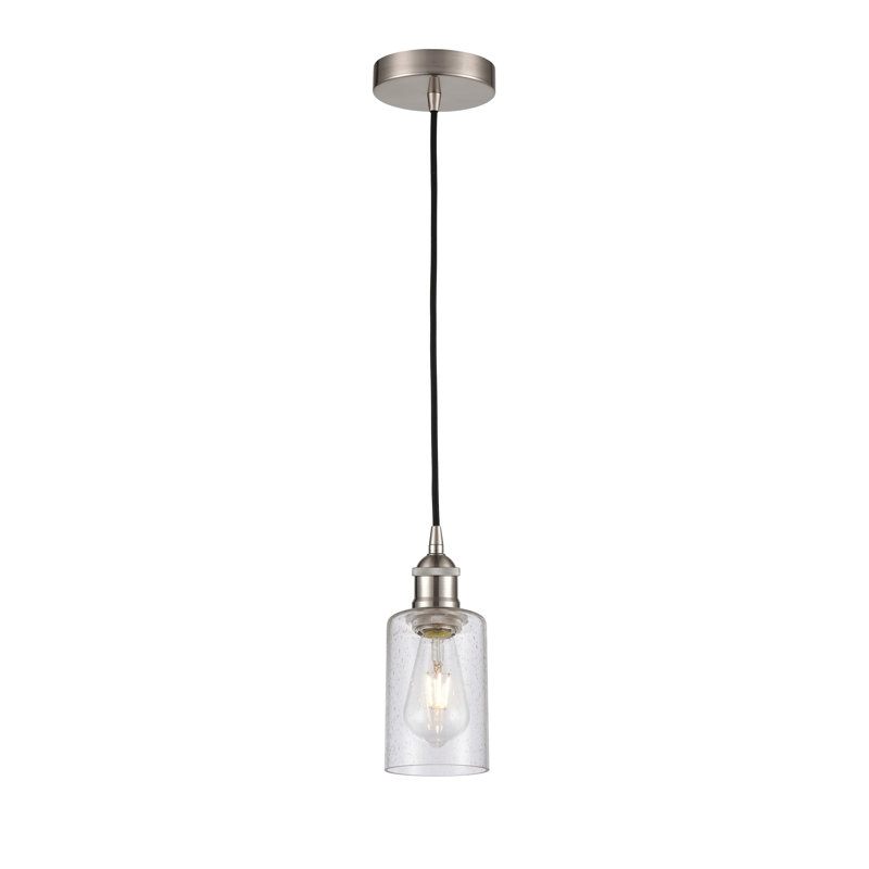 Luminaire suspendu cylindrique à 1 lumière Ervine, Grainé, Nickel satiné brossé