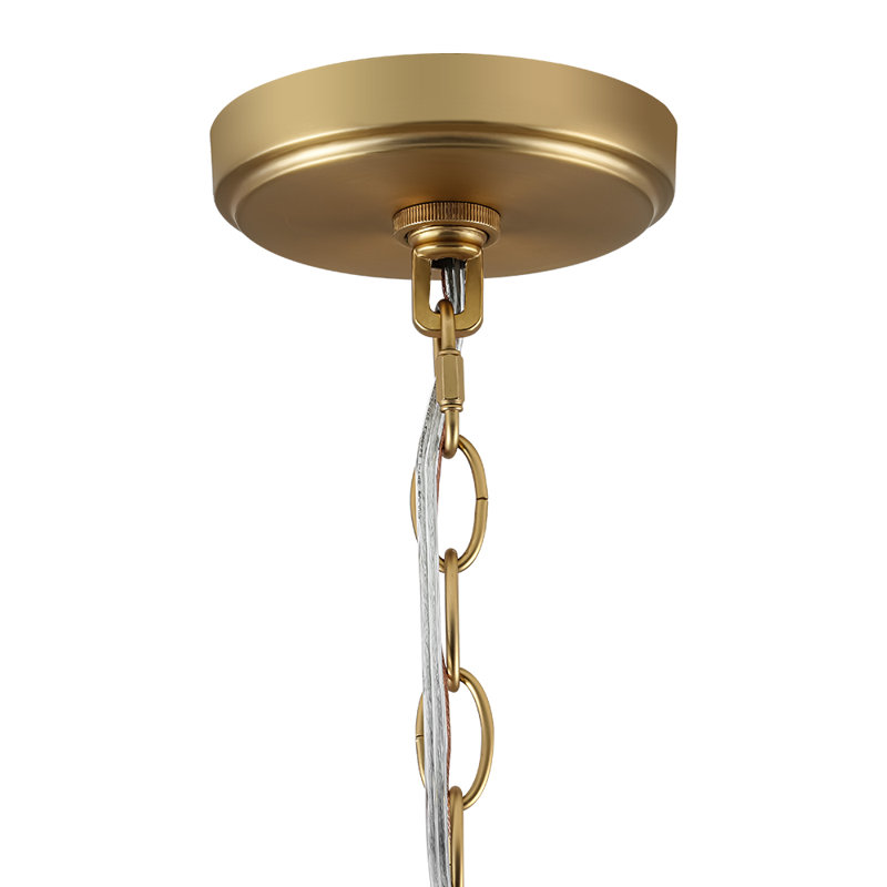 1-light Ribbed Glass Single Pendant, Gold