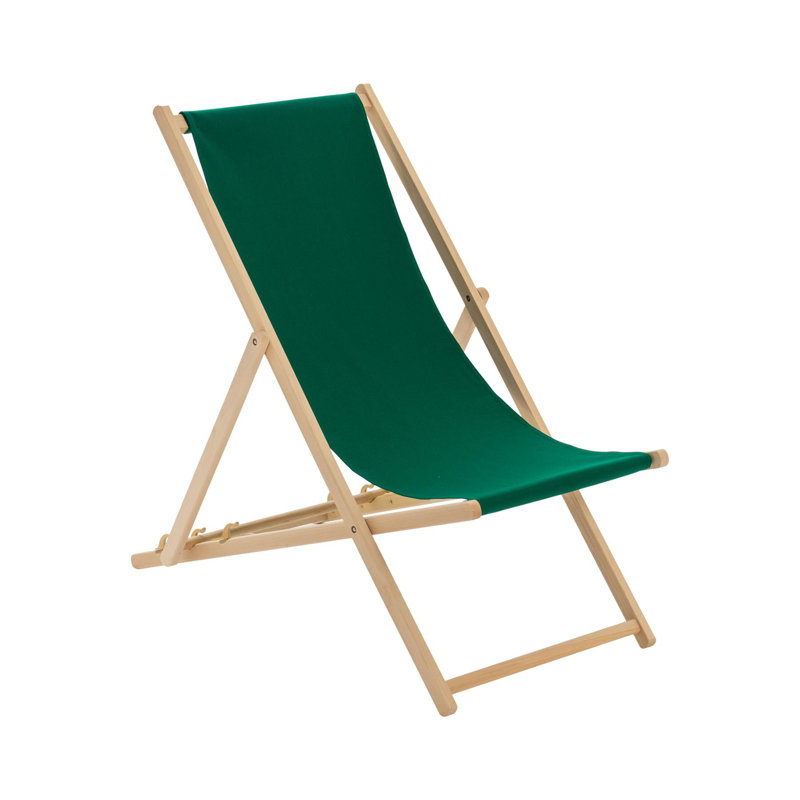 Harbour Housewares - Traditional Wooden Deck Chair, Green